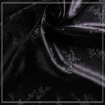 

High quality brocade jacquard polyester red background golden plum blossom fabric for patchwork tissue women dress by 100x90