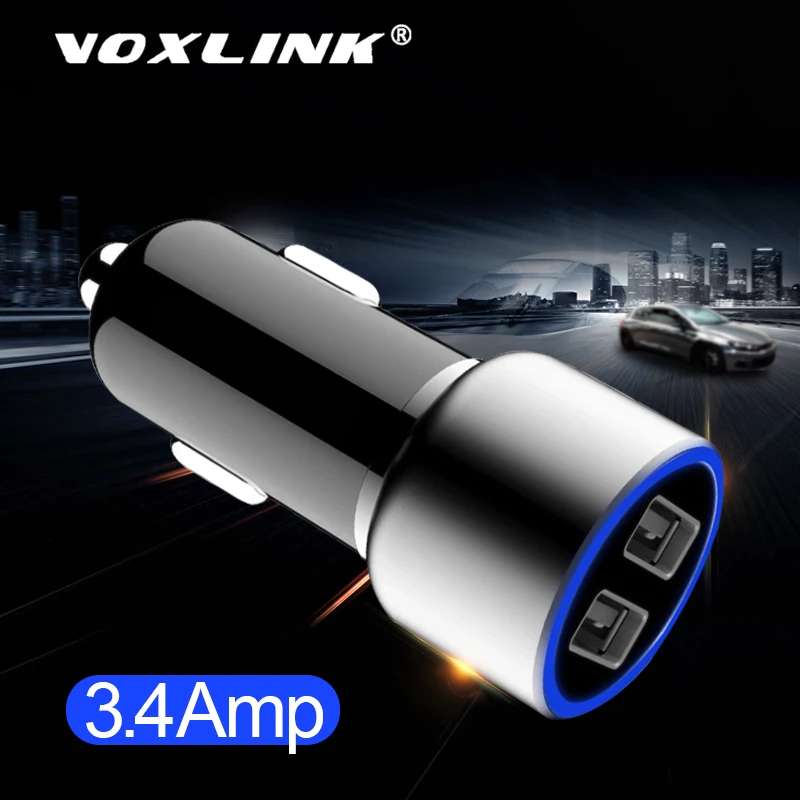 

VOXLINK Dual USB car charger 5V3.4A for iPhone iPad Samsung Galaxy HTC Xiaomi Huawei phone chargr fast Car Charging in the car