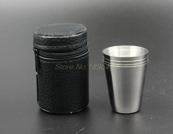 4pcs/set Polished Mini 30ml Stainless Steel Wine Drinking Shot Glasses Barware Cup Fast Shipping 100Set