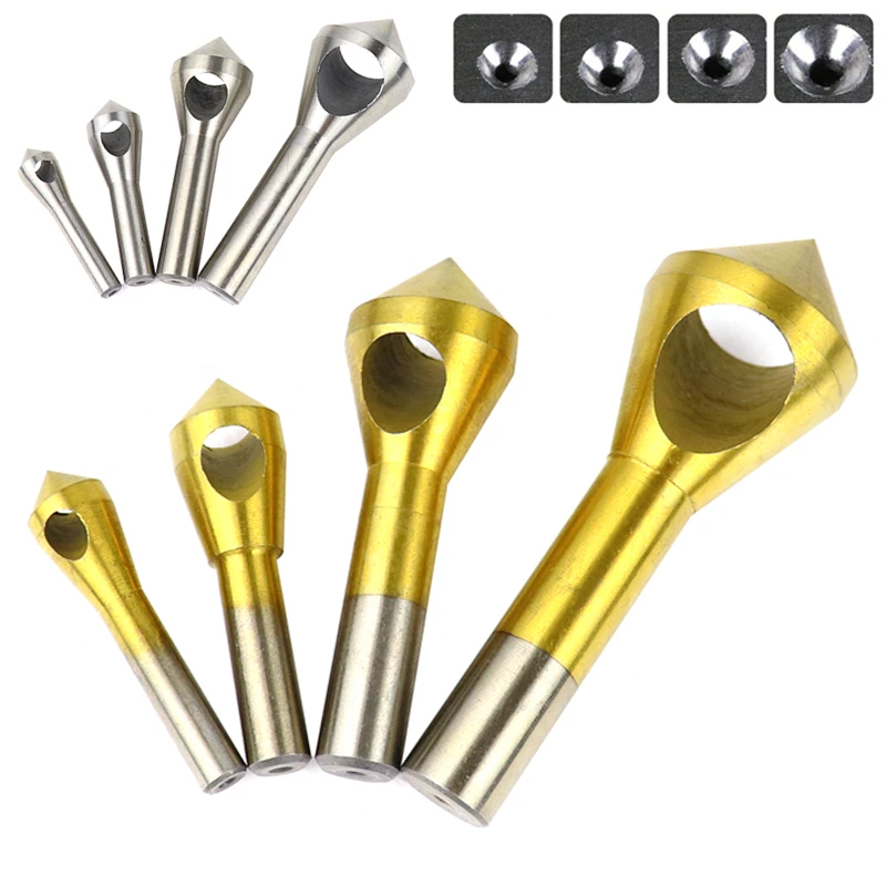 4pcs Chamfer Countersink Deburring Drill Bit Set 90 Degree Expanding