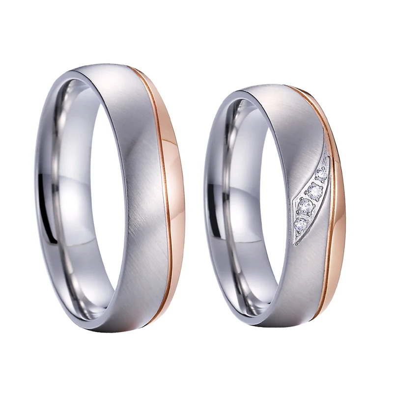 Alliances Wedding Band Couple Rings men Rose Gold Color Titanium Stainless Steel Jewelry Engagement Rings For women (1)