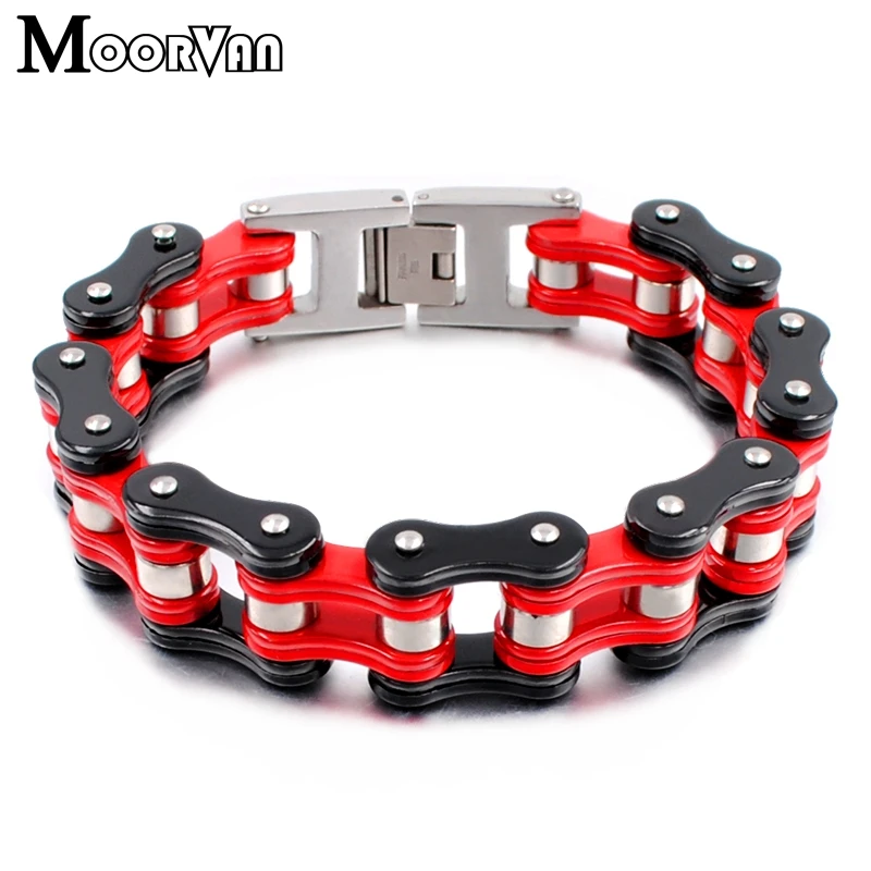 

Moorvan Hip-hop style men newest bicycle chain bracelet Fashion personality stainless steel man women cycling Bracelets VB655
