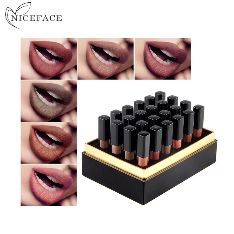 

NICEFACE Brand 24pcs/set Makeup Matte Lipstick Kit Long Lasting Lip Gloss Set Waterproof Women Lips Make up Beauty Cosmetics