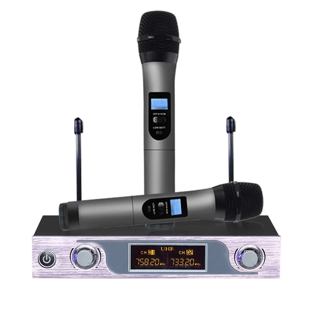 ARCHEER VHF ميكروفون لاسلكي نظام شاشة الكريستال السائل المزدوج الميكروفونات المحمولة ل في الهواء الطلق الزفاف ، مؤتمر ، كاريوكي