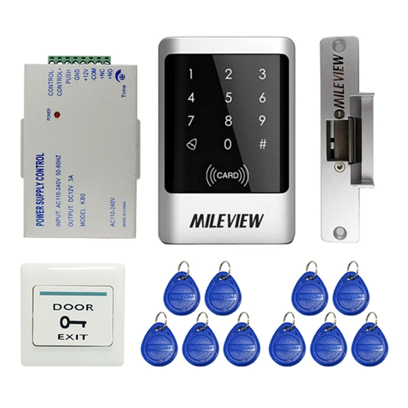 

High Quality Waterproof RFID Home Automation Kits Door Controller Keypad Kit with Electric Lock & 10 RFID Keyfob Card