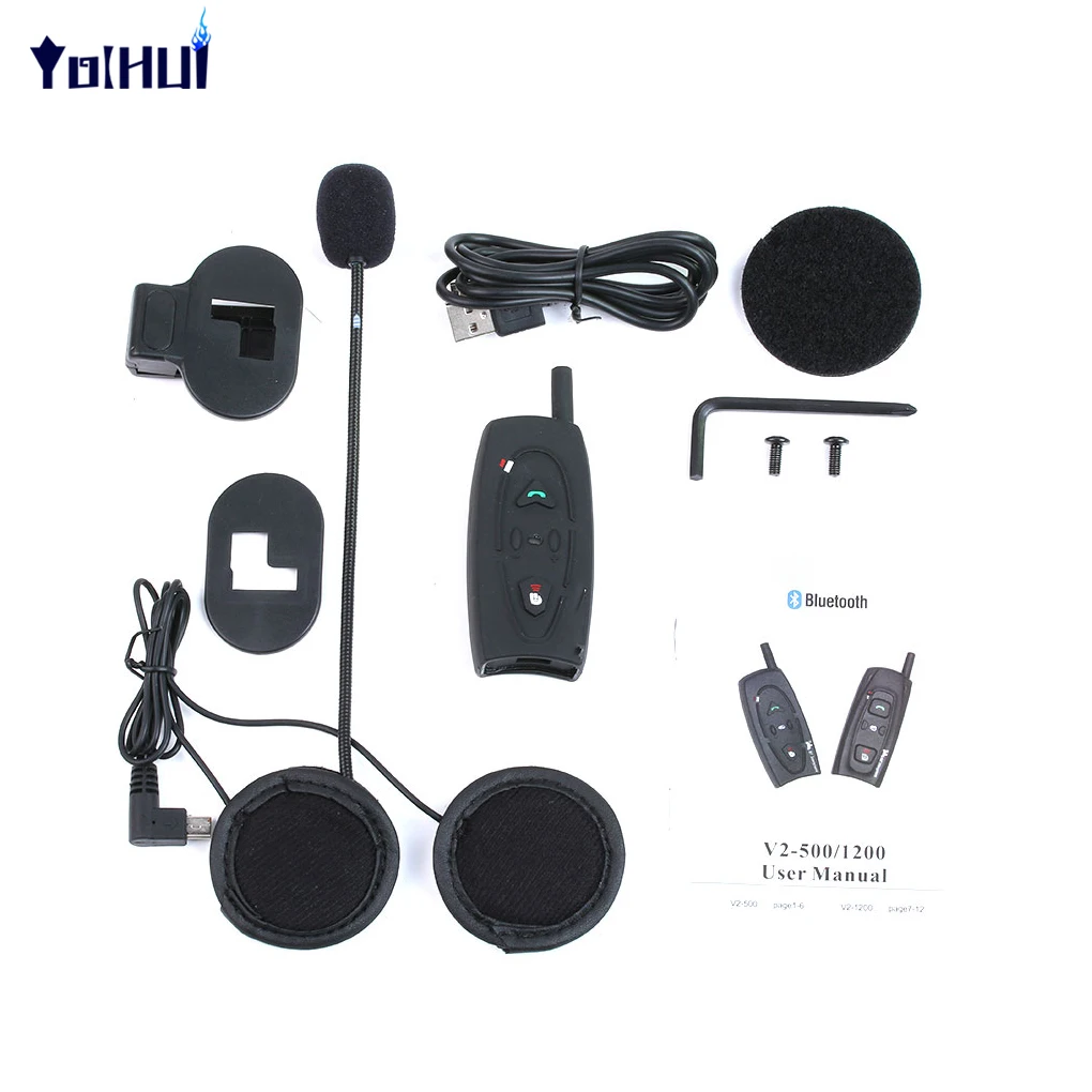 

2pcs 500M Interphone Headset Motorcycle Intercom Walkie Talkie Bluetooth Motorcycle Helmet