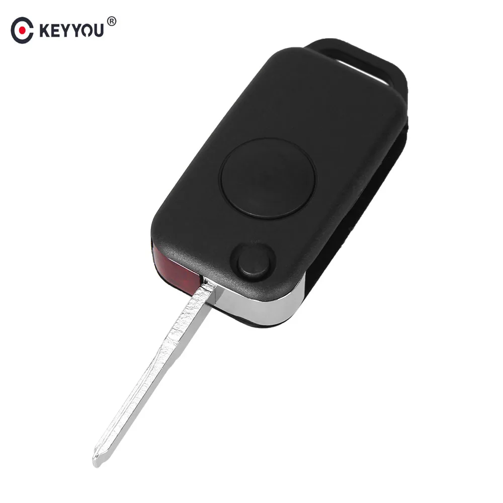 

KEYYOU 10pcs/lot 1 Button Flip Folding Remote Control Car Key Shell For Mercedes Benz W168 W124 W202 1984-2004 A C E Uncut Blade