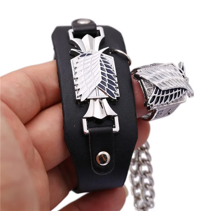 MS ювелирные изделия Атака Титанов кожаный браслет бесплатно крыло браслеты аниме косплей браслет в стиле панк для мужчин и женщин