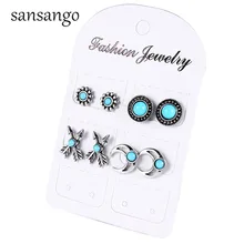 4 пар/упак. богемный винтажный античный серебряный цвет серьги-гвоздики набор лук и серьги стрелы для женщин подарок на день рождения серьги ювелирные изделия