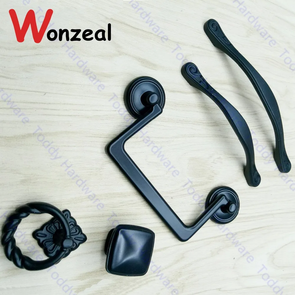 Single hole/Hole CC 96mm/128mm black color Zinc Alloy Kitchen Furniture handle antique bedroom