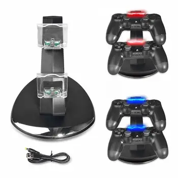 

ALLOYSEED LED Dual USB Charger Dock Station Charging Stand Cradle For Sony PlayStation 4 PS4/Pro/Slim Game Controller Gamepad