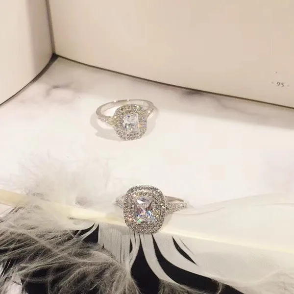 Модельер 925 стерлингов Серебряные ювелирные изделия 3A кубического циркония вечерние кольцо