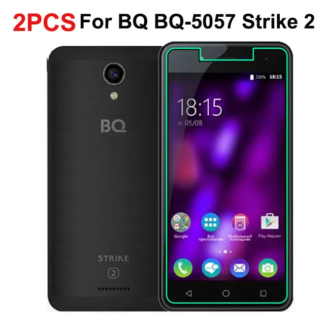 

2PCS Tempered Glass for BQ BQ-5057 Strike 2 5057 5.0" smartphone case Screen Protector Film Protective Screen on BQ 5057 strike2