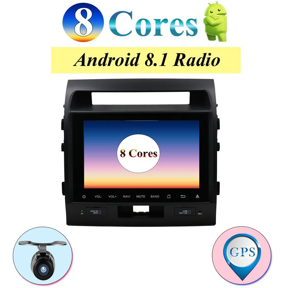 

Octa Cores Car Radio Multimedia Video Player Navigation GPS Android 8.1 For Toyota Land Cruiser LC200 Video Stereo Wifi DAB OBD