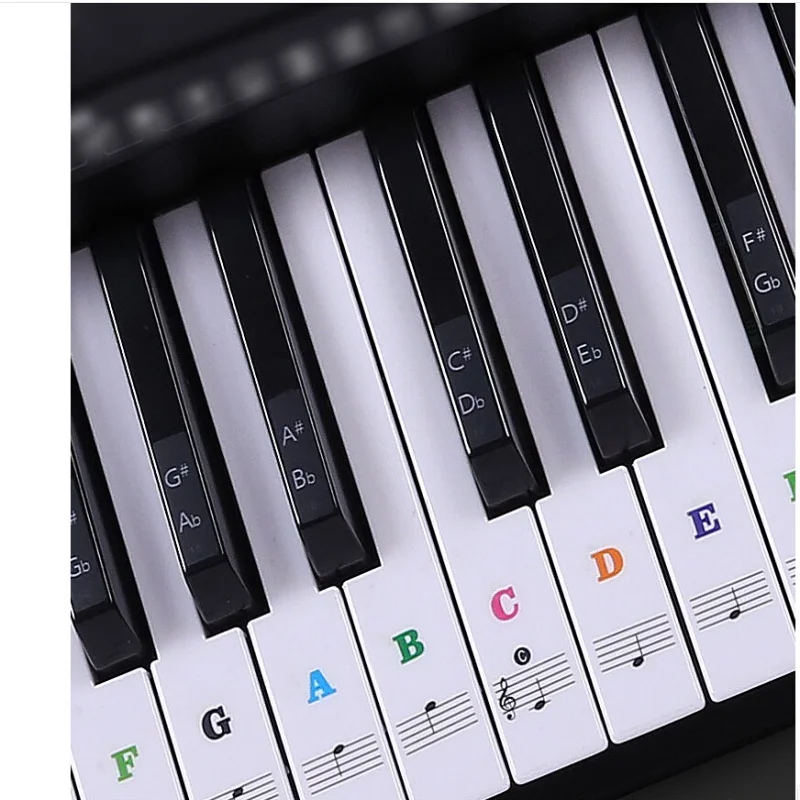 Piano Keyboard Sticker 54/61 Key 88 Key Stave Note For White Keys Electronic Keyboard