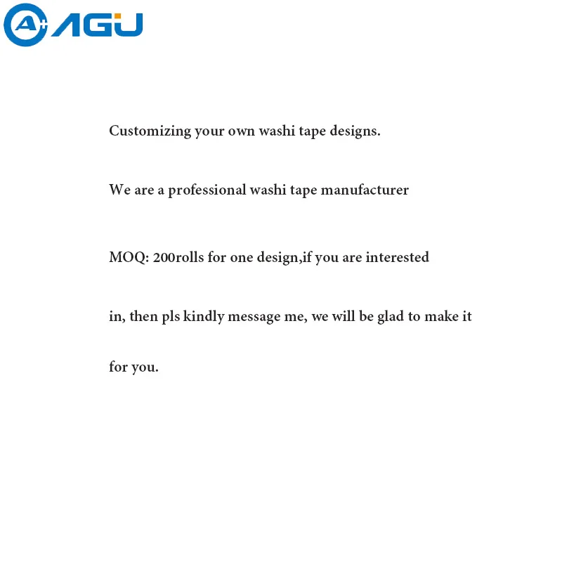 

AAGU Customizing Your Own Washi Tape Designs MOQ 200Rolls Of One Design