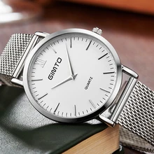 GIMTO New Top Luxury Watch Men Men’s Watches Ultra Thin Stainless Steel Mesh Band Quartz Wristwatch Fashion casual watches