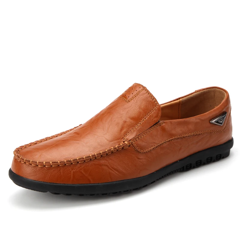 Мужская повседневная обувь; кожаные повседневные лоферы; кроссовки; Новинка года; мужская кожаная удобная модная повседневная обувь для вождения; Zapatos - Цвет: Red Brown