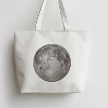 Сумка для покупок из холста с изображением Луны, многоразовая сумка для покупок, сумка для продуктов AN094