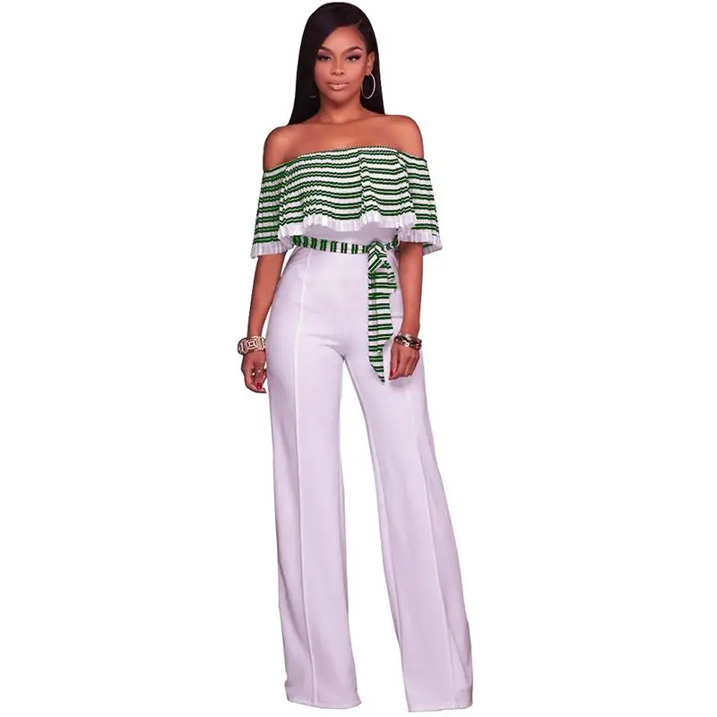 Long Pants Slash Neck Off The Shoulder Cold Tracksuit Chiffon Ruffle Butterfly Body Suit Overalls For Women WS068U Body : image Long Pants Slash Neck Off The Shoulder Cold Tracksuit Chiffon Ruffle Butterfly Body Suit Overalls For Women WS068U Body
