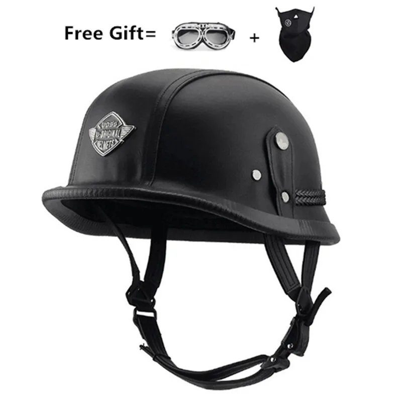 

HOT SELL Adult vintage Open Face Half Leather Helmet Moto Motorcycle Helmets Motorcycle Motorbike Vespa M XL with two gift