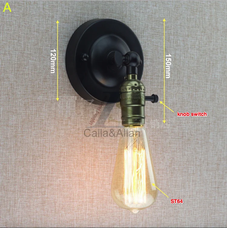 Железный черный абажур настенный светильник в винтажном стиле современный для