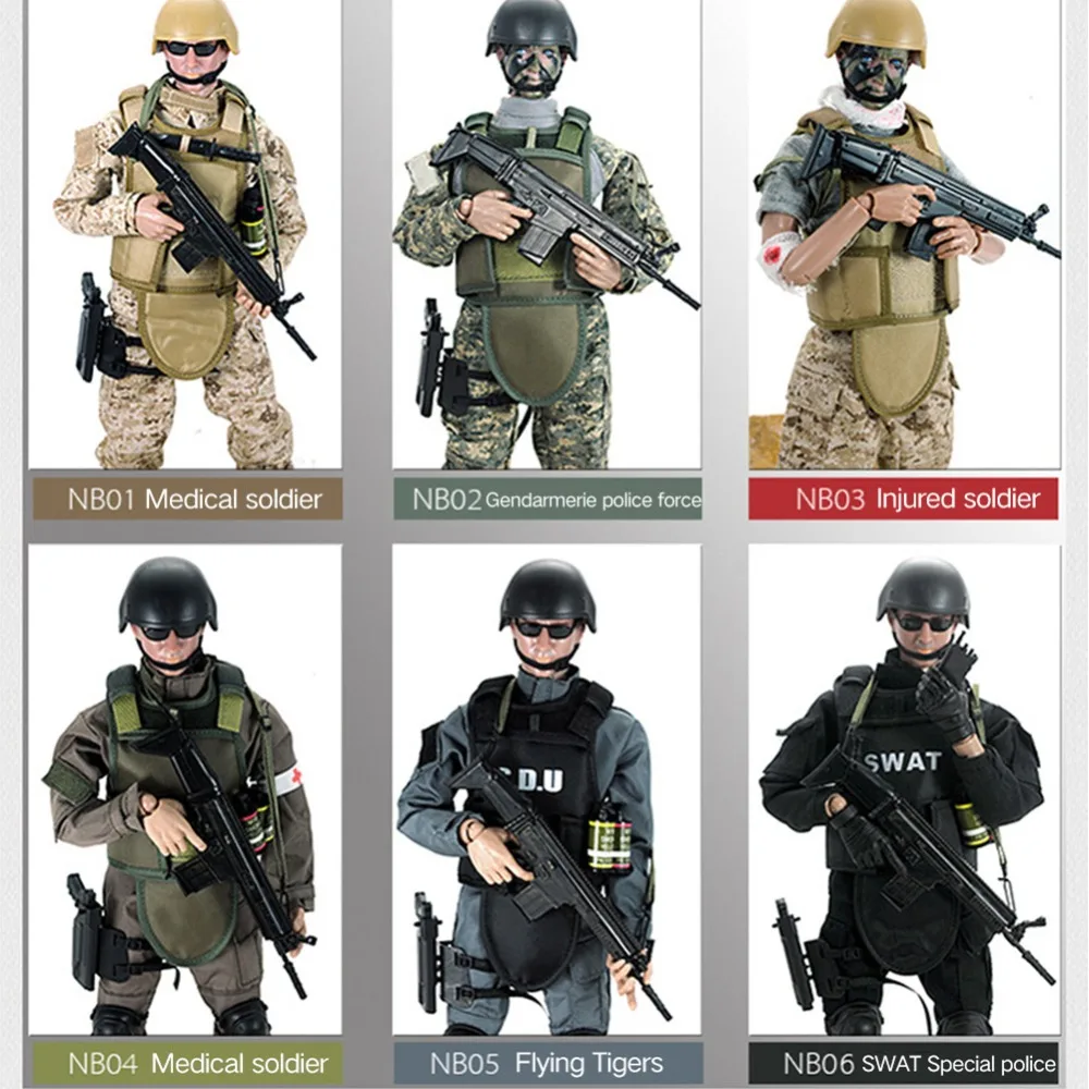 

30cm Military Army Soldier model Action figures SEALs SWAT Police force Flying tigers dolls movable Joint collection toys gifts