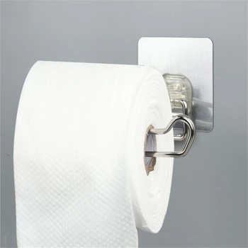 

Toilet Kitchen Roll Paper Holder Stainless Steel Washable Hooks Rack Toilet Roll Rack Bathroom Storage Accessories