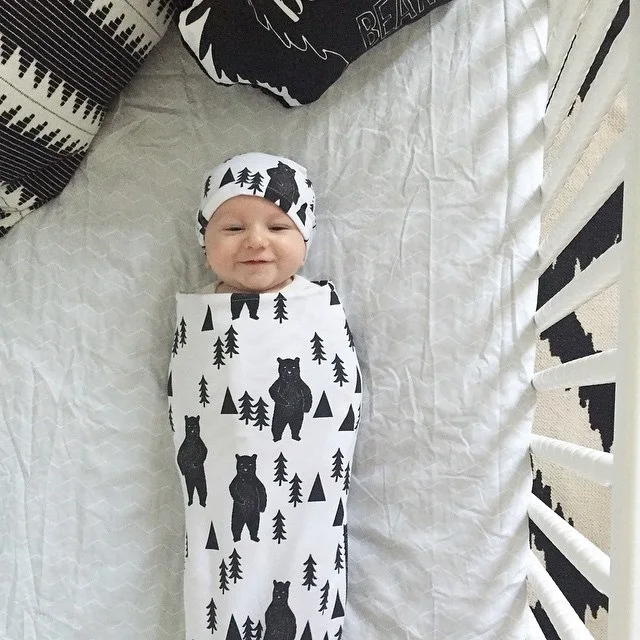 Emmababy 2 шт./компл.! Модное детское Пеленальное Одеяло для новорожденных, пеленка для сна, муслиновая повязка на голову