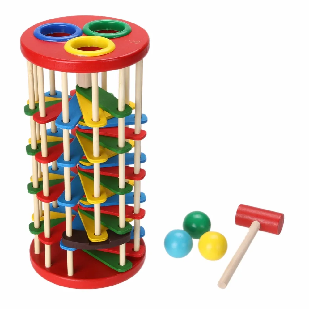 

Original Wooden Multicolour Ball Ladder Toy Infant Toy Children Educational Toys knock Wooden Toy for Kids