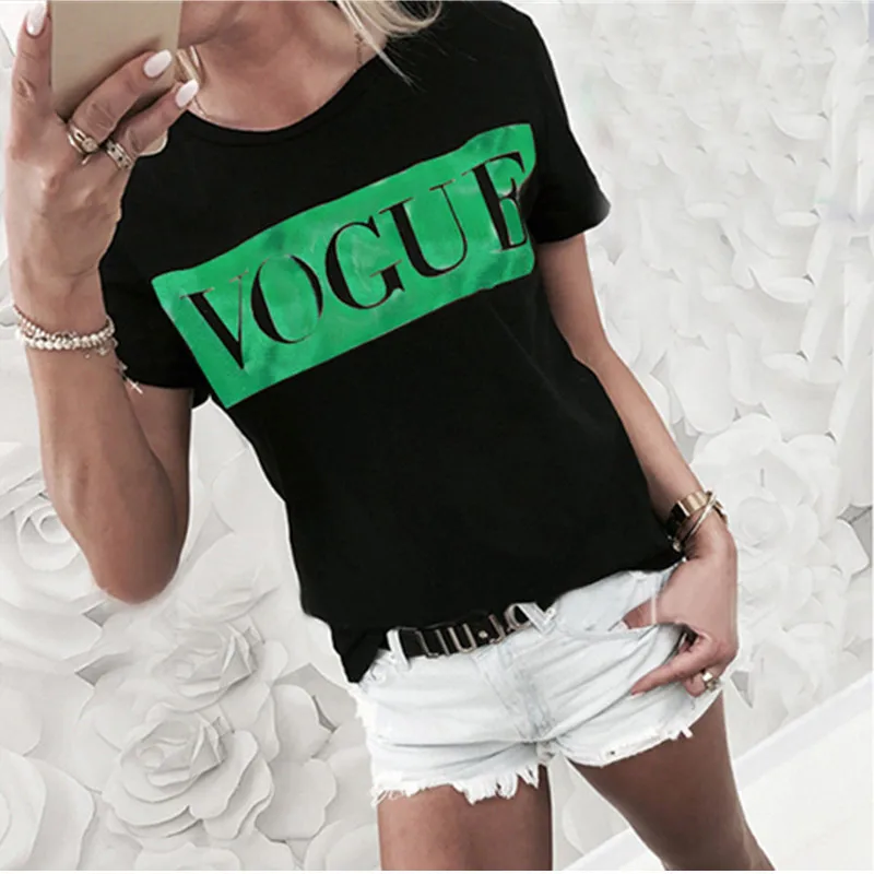 

Womens Casual Short Sleeve Tops Summer Vogue Slogan Printed Tee shirt femme fashion harajuku tumblr blusa feminina Vest T-shirts