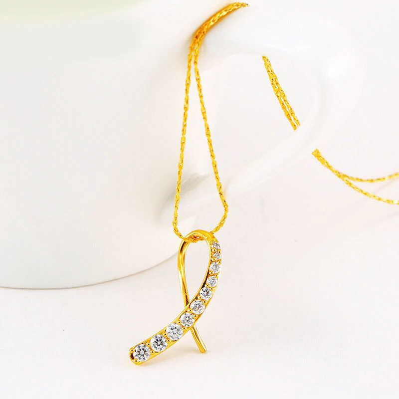 

MxGxFam Elgant Zircon Pendants Necklace For Women Fashion Jewelry 24 k Pure Gold Color AAA+ 45cm Snake Chain