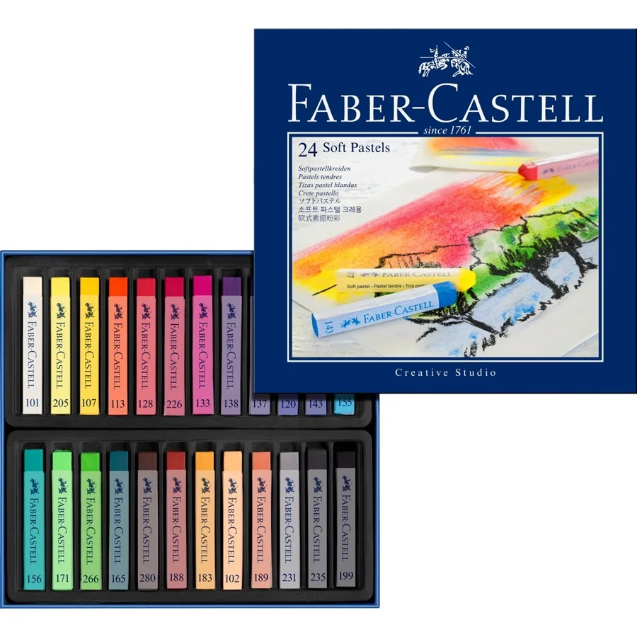 Faber-Castell пастельный палка 12/24/36/48/72 Цвета окрашенная Мел восковой Цвета синий коробка масло Пастель мягких пастельных Blando для творчества