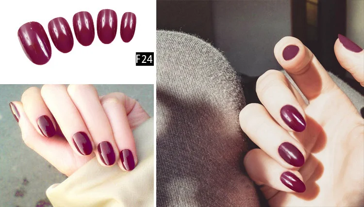 Средний Длина поддельные ногти Squoval Diy Nail Art сплошной цвет 18 стилей Совет аксессуар 24 шт. советы красный поддельные ногти с клеем уход за