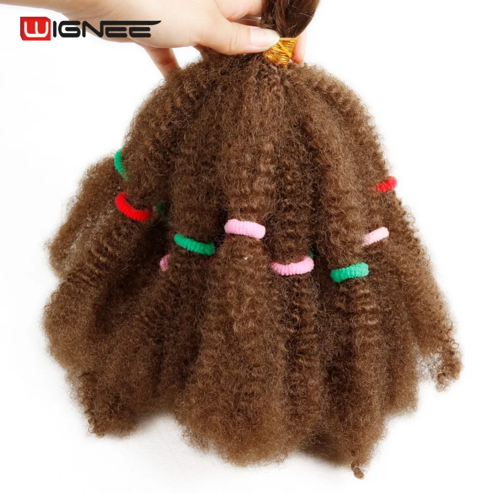 

Wignee Afro Kinky Bulk Synthetic Hair Extension for Women Crochet Twist Braiding Hair Bundle Natural Black For African American