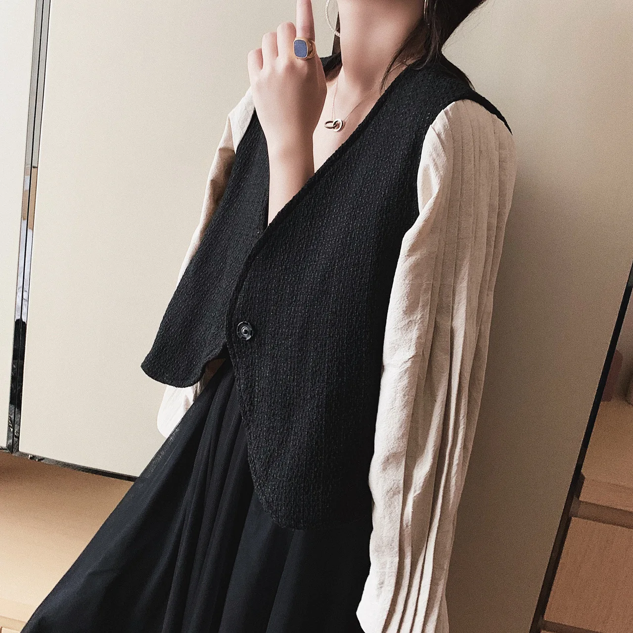 DEAT новая весенняя модная женская одежда с v-образным вырезом, плиссированные рукава, лоскутные тонкие пуговицы, японский стиль, короткая куртка WD90801L