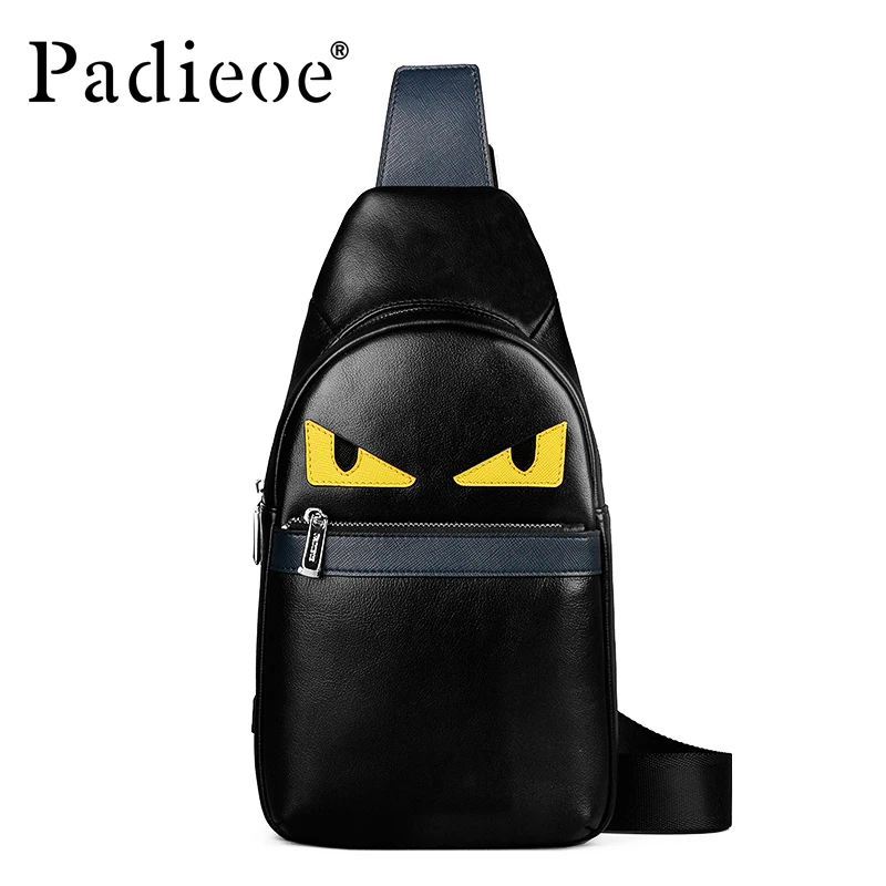 

Padieoe Brand Fashion Chest Packs Men Messenger Bags Men's Genuine Leather Shoulder Bag 2018 New Cross Body Bags Free Shipping
