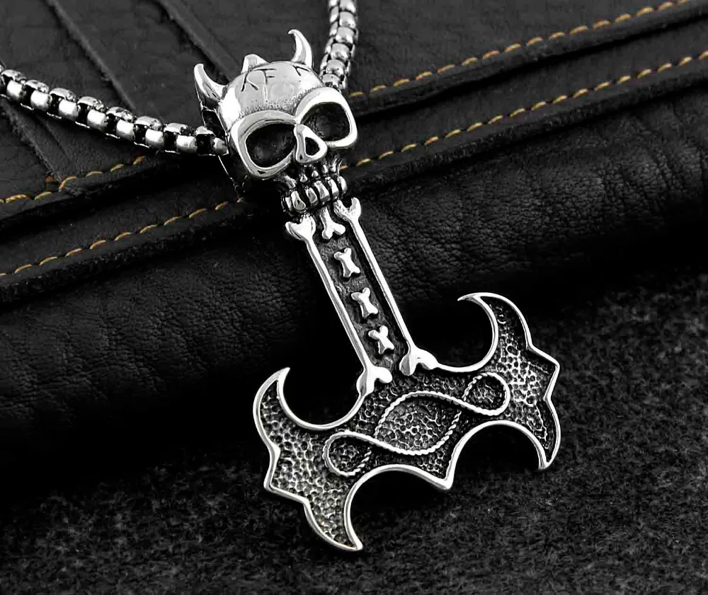 Mens Stainless Steel Biker Charm Pendant Necklace Jewelry 0023in