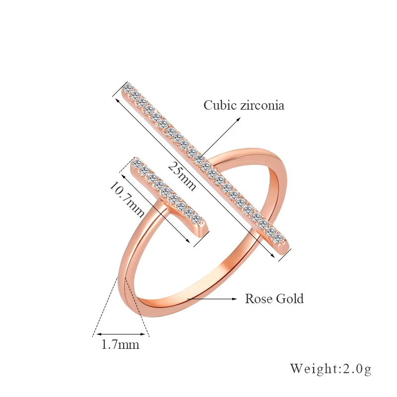 ERLUER, брендовые регулируемые ювелирные кольца, модное серебряное розовое золото, кристалл, cz Циркон, обручальное кольцо на палец для женщин, девушек, Bague