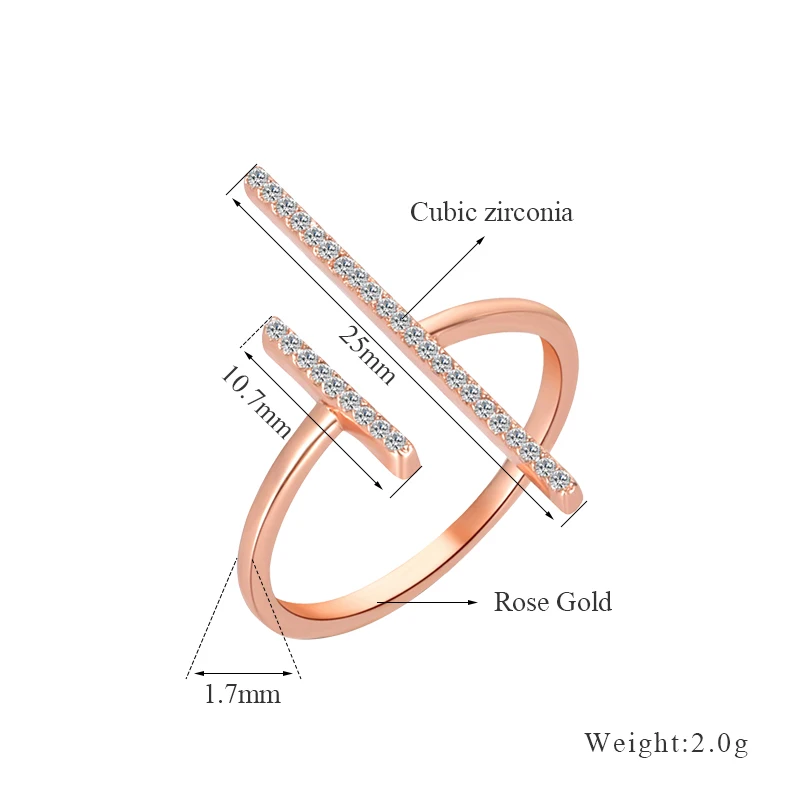 ERLUER Brand Adjustable jewelry Rings Fashion silver rose gold color Crystal cz zircon wedding Finger Ring For Women girls Bague