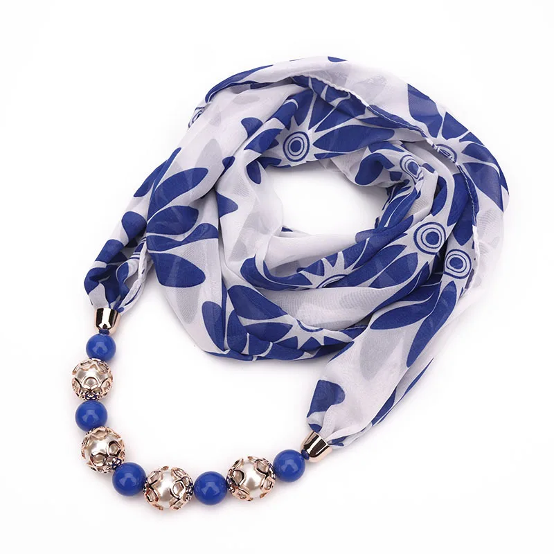 Женское ожерелье шарф леопардовый принт с кистями из бусин кулон Ювелирный шарф Летний шифоновый платок femme мусульманская голова шарфы