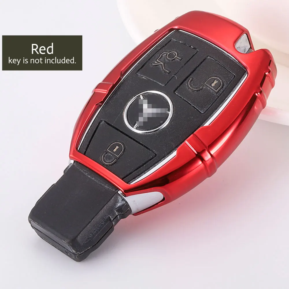 ТПУ чехол для ключей автомобиля Mercedes Benz W203 W204 W211 CLK C180 E200 AMG C E S класс умный чехол дистанционного брелока брелок защитная сумка - Название цвета: Красный