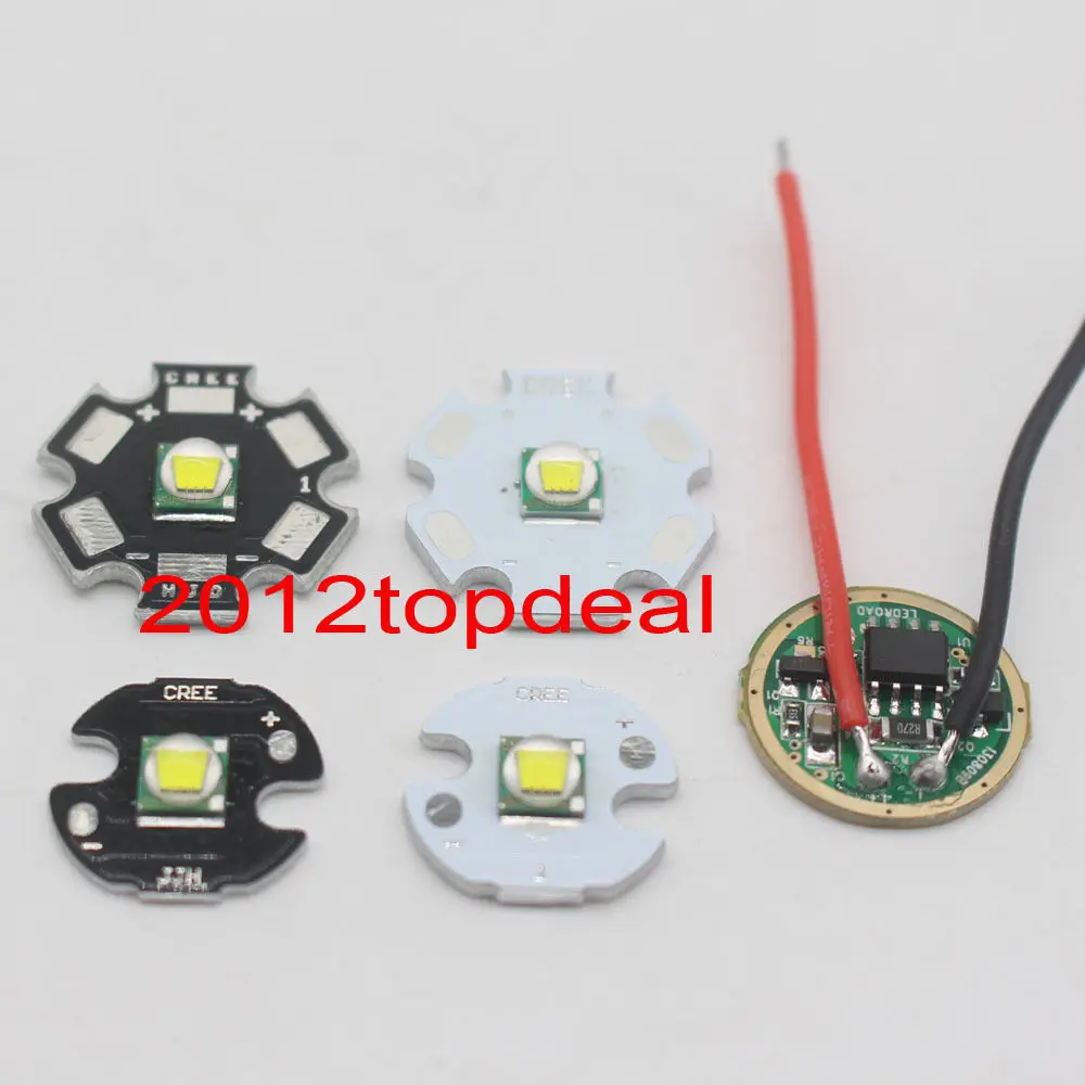 

Cree XML XM-L T6 10W LED on 12 14 16 20mm Black/ White PCB+ DC3.7V 5 Mode Driver