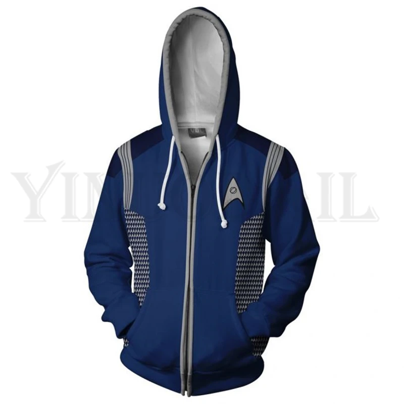 

Men and Women Zip Up Hoodies Star Trek Discovery Uniform Hooded Jacket Captain Suit Sweatshirt Fans Streetwear Cosplay Costume