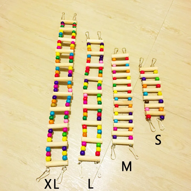 

Pet Bird Toy Colorful Parrot Wood Ladder Climb Hamster Small Pet Toys Rope Parrot Chew Bite Tool Cage Decor Papegaaien Speelgoed