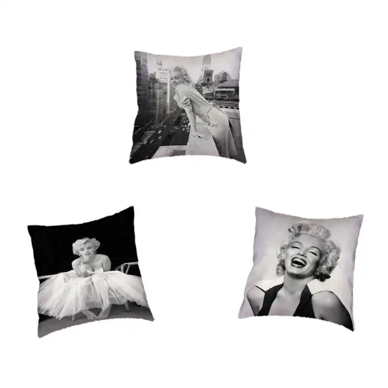 

Grey White Minimalist Style Charaer Cushion Cover Beautiful Marilyn Monroe Peach Furniture Sofa Furniture Pillowcase Decoration