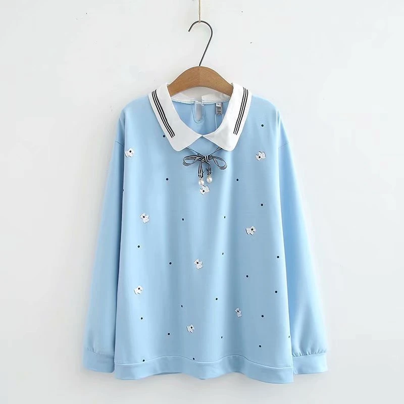 

Plus Size Ladies O-Neck Long Sleeve Knit Top Women's hoodies Casual Shirts Loose Tops