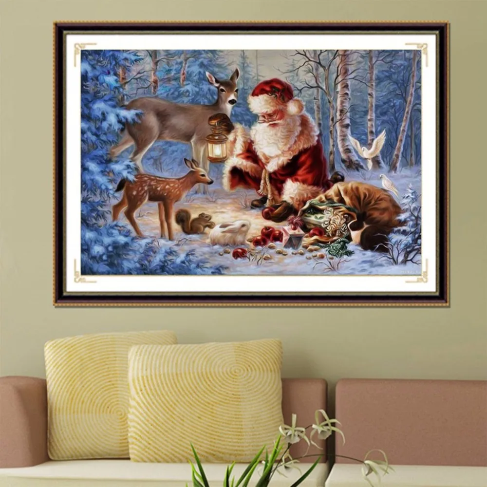 

New 30*40cm Diamonds Embroidery Santa Claus Pattern Diamond Painting Cross Stitch Picture Home Wall Decor Paint By Number Kits
