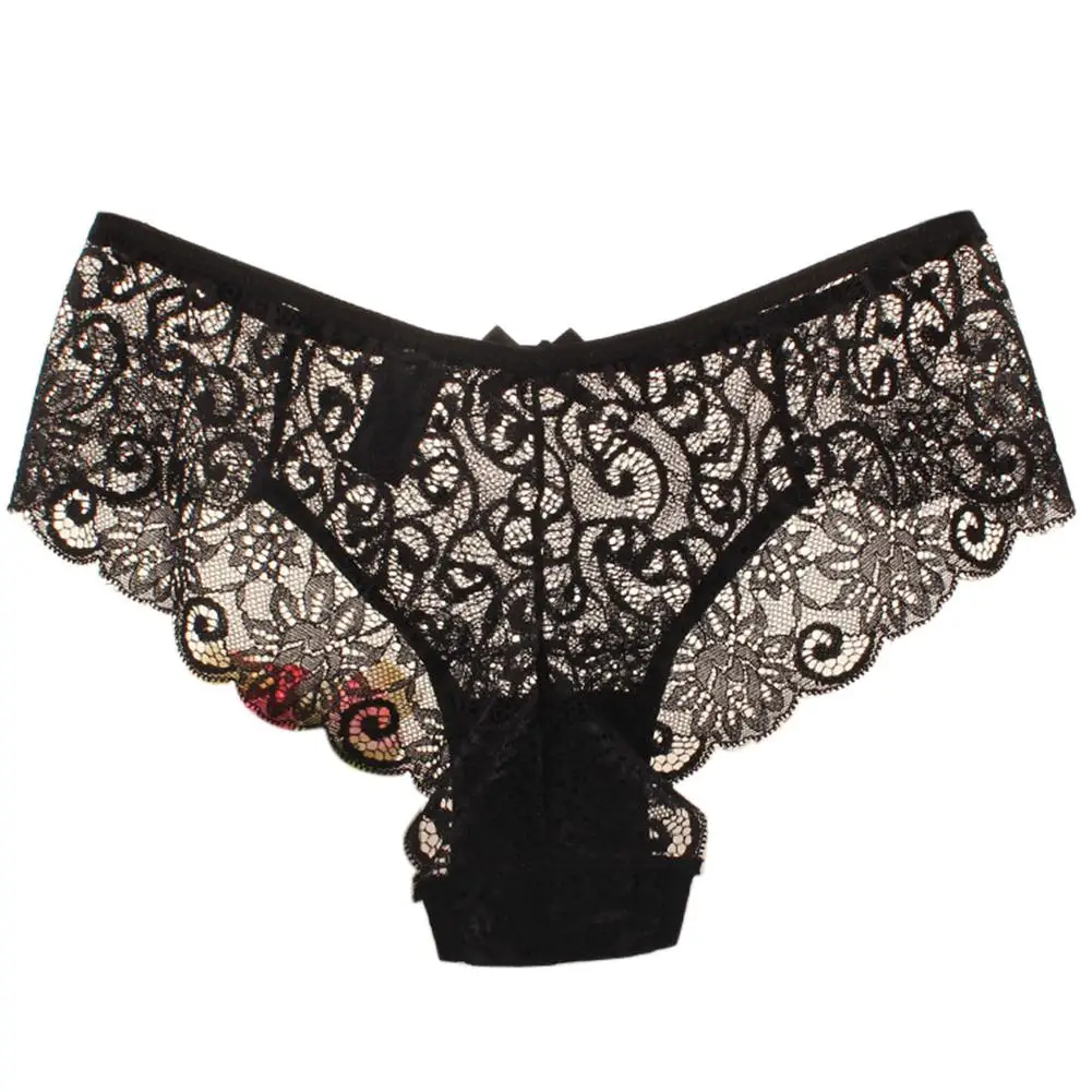 

Hollow Lace Breathable Panties Briefs See-through Sexy Women Mid Rise Underwear