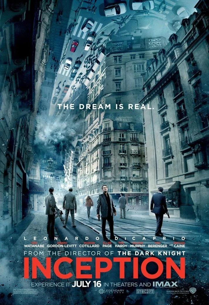 Inception poster featuring the team on collapsing city streets